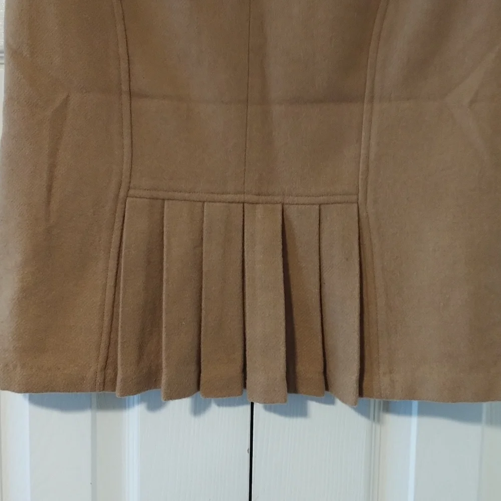Red Valentino Pleated Tan Wool Pencil Skirt